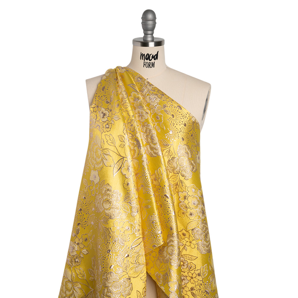 Metallic Brocade - Sunshine Yellow and Gold Flower Garden Metallic Brocade - Sunshine Yellow and Gold Flower Garden