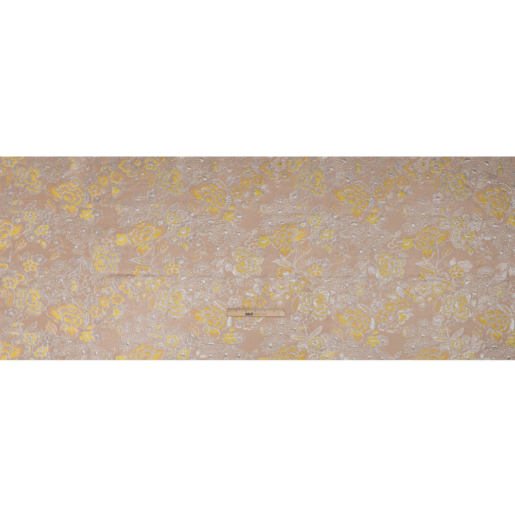 Metallic Brocade - Baby Pink, Yellow and Silver Flower Garden Metallic Brocade - Baby Pink, Yellow and Silver Flower Garden