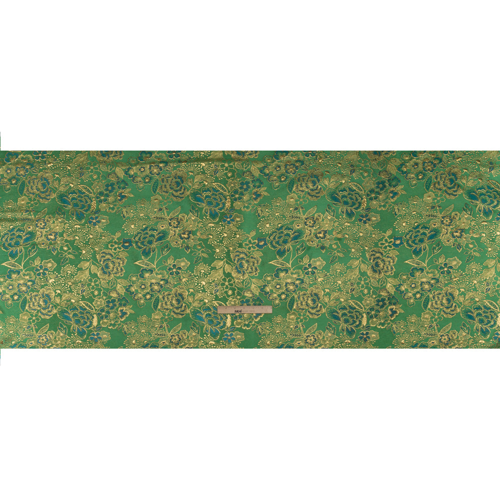 Metallic Brocade - Emerald Green, Teal and Gold Flower Garden Metallic Brocade - Emerald Green, Teal and Gold Flower Garden