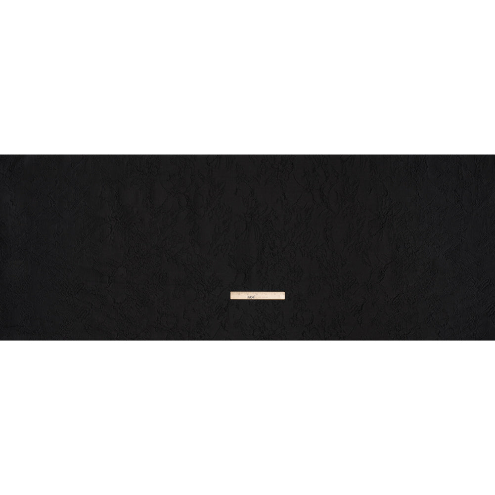 Polyester Brocade - Monochrome Black Floral Drawings Polyester Brocade - Monochrome Black Floral Drawings