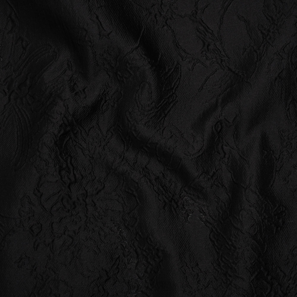 Polyester Brocade - Monochrome Black Floral Drawings Polyester Brocade - Monochrome Black Floral Drawings