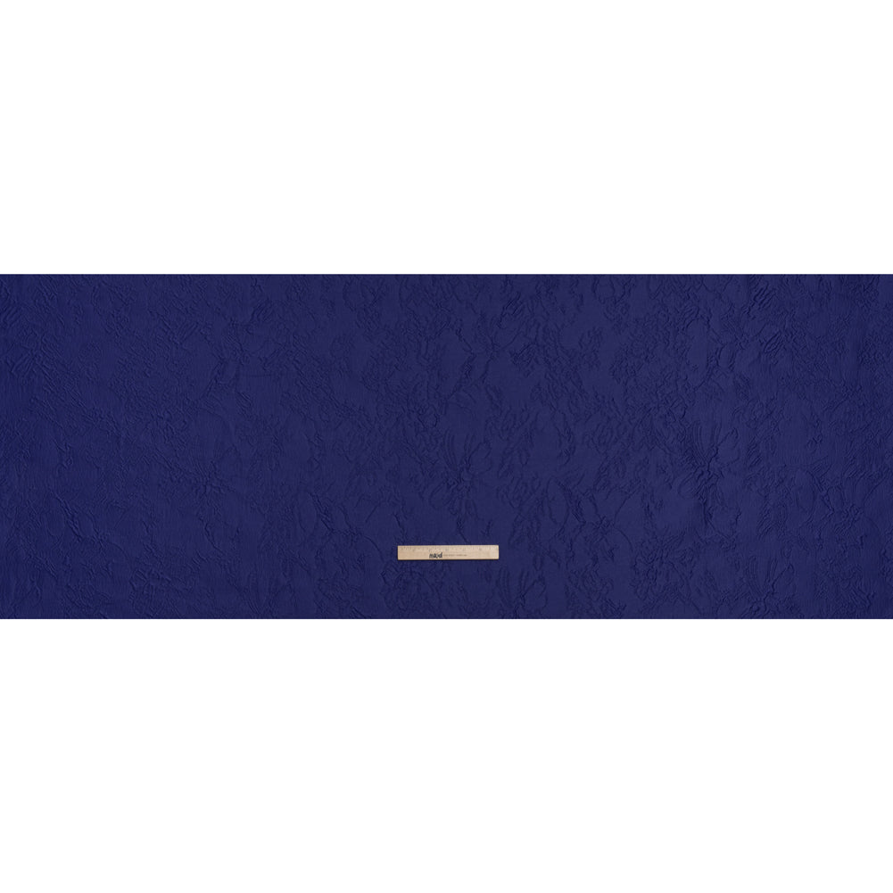 Polyester Brocade - Monochrome Bright Navy Floral Drawings Polyester Brocade - Monochrome Bright Navy Floral Drawings