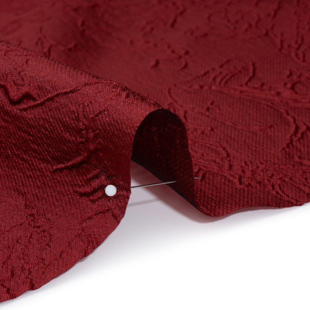 Polyester Brocade - Monochrome Wine Red Floral Drawings Polyester Brocade - Monochrome Wine Red Floral Drawings