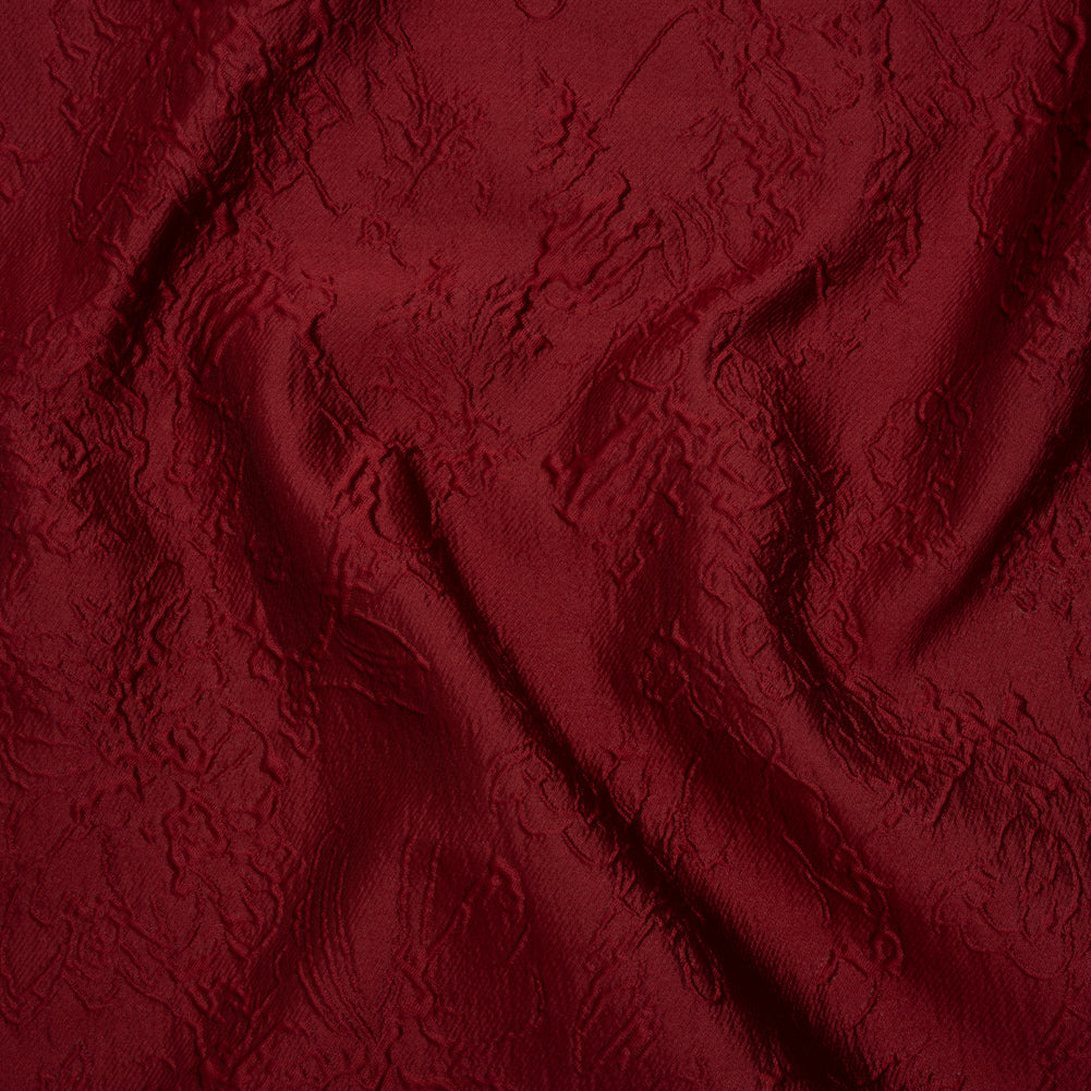 Polyester Brocade - Monochrome Wine Red Floral Drawings Polyester Brocade - Monochrome Wine Red Floral Drawings