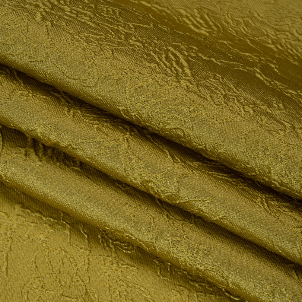 Polyester Brocade - Monochrome Golden Yellow Floral Drawings Polyester Brocade - Monochrome Golden Yellow Floral Drawings