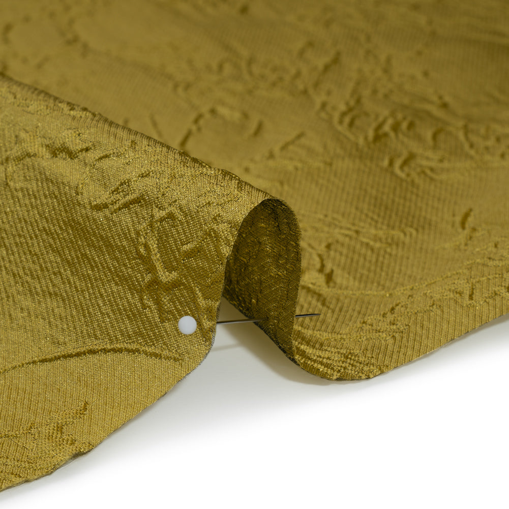 Polyester Brocade - Monochrome Golden Yellow Floral Drawings Polyester Brocade - Monochrome Golden Yellow Floral Drawings