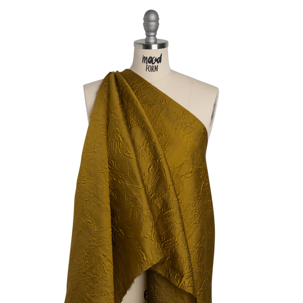 Polyester Brocade - Monochrome Gold Floral Drawings Polyester Brocade - Monochrome Gold Floral Drawings