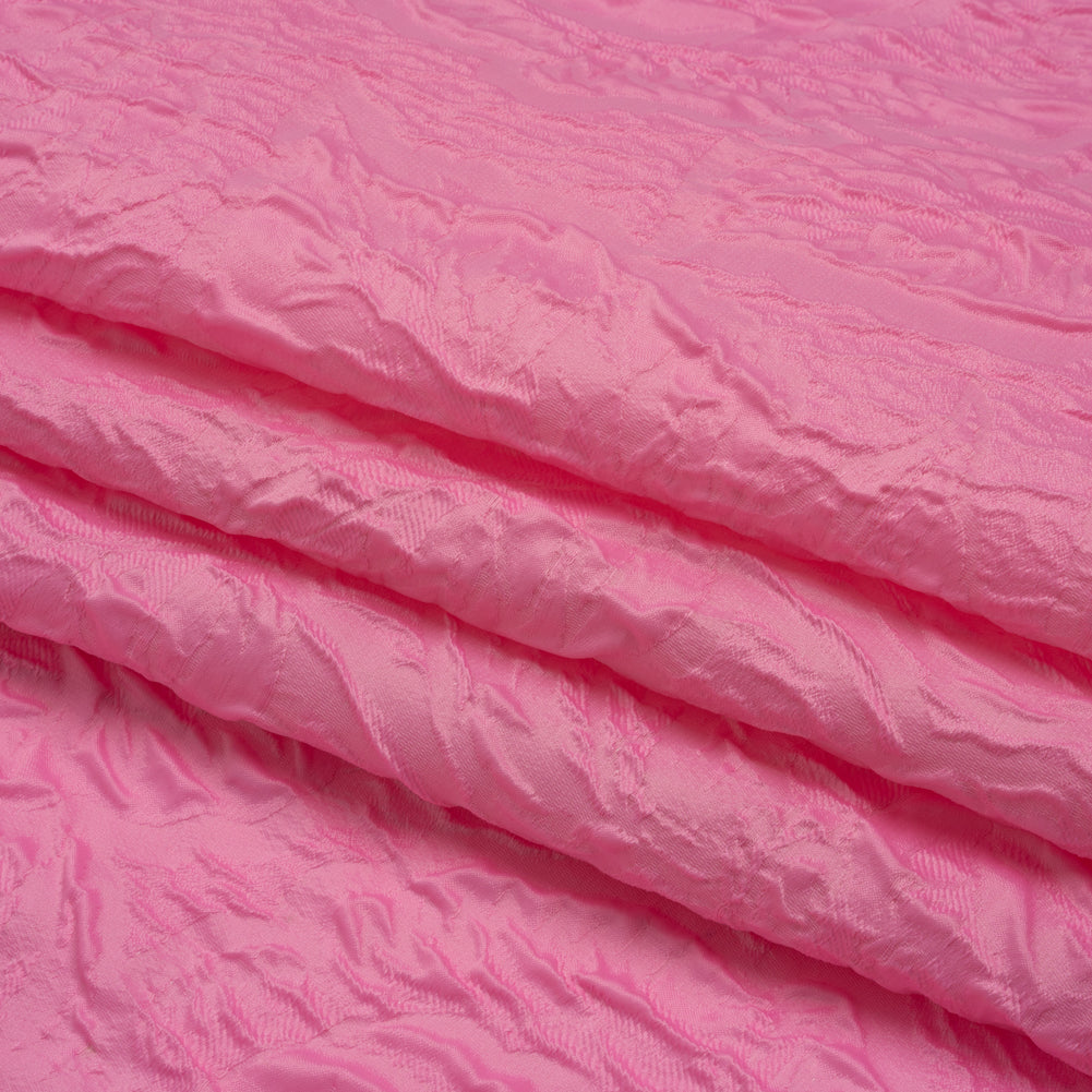 Polyester Brocade - Monochrome Pastel Pink Roses and Leaves Polyester Brocade - Monochrome Pastel Pink Roses and Leaves