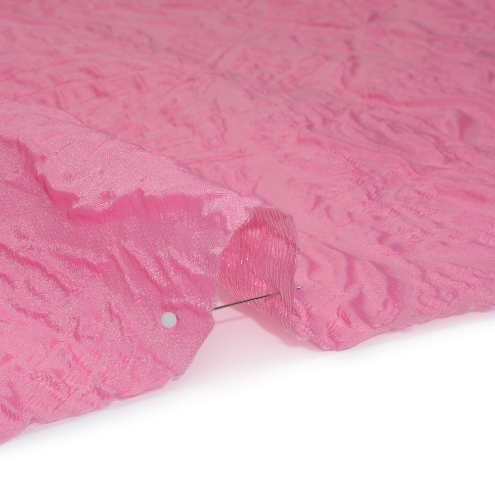 Polyester Brocade - Monochrome Pastel Pink Roses and Leaves Polyester Brocade - Monochrome Pastel Pink Roses and Leaves