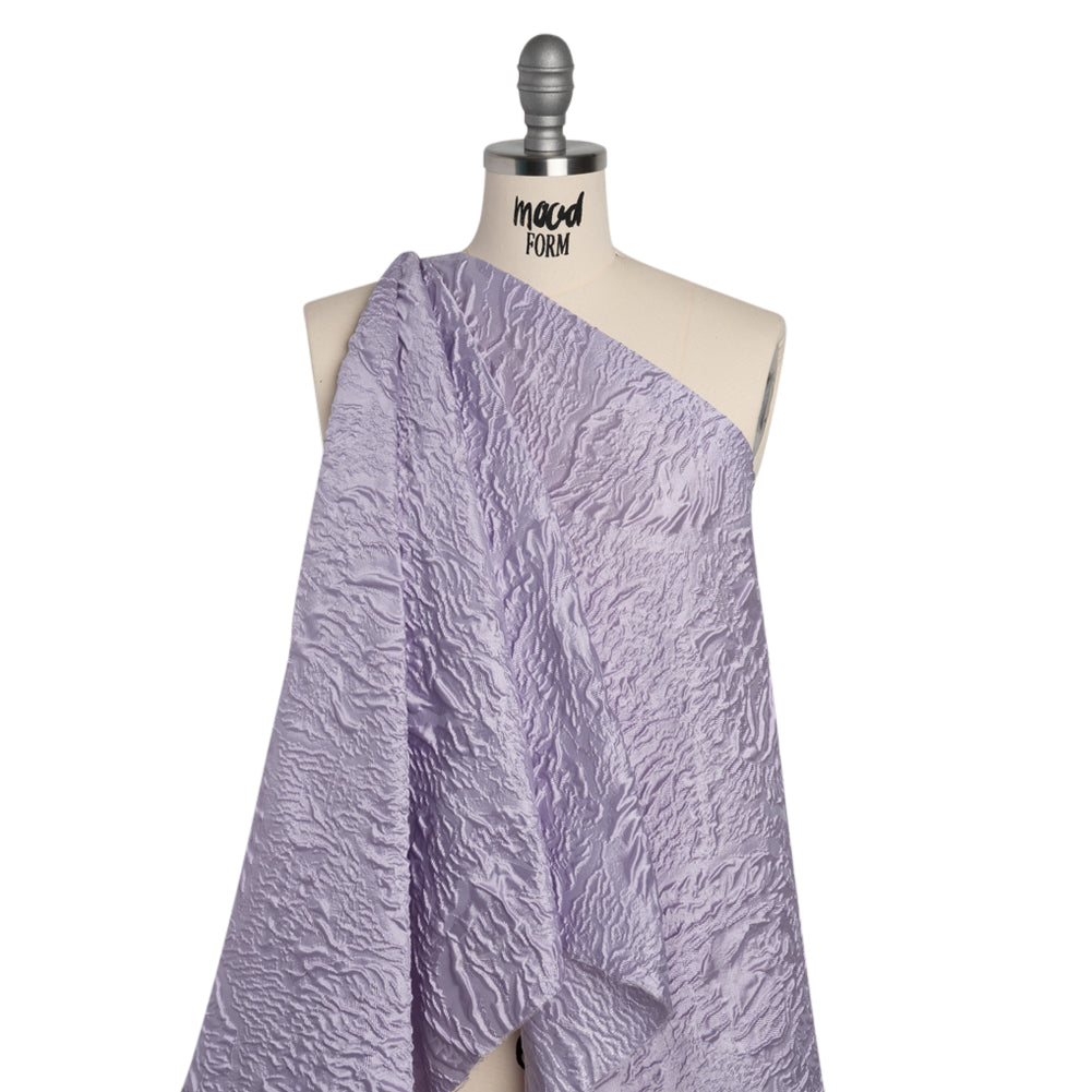 Polyester Brocade - Monochrome Lavender Roses and Leaves Polyester Brocade - Monochrome Lavender Roses and Leaves