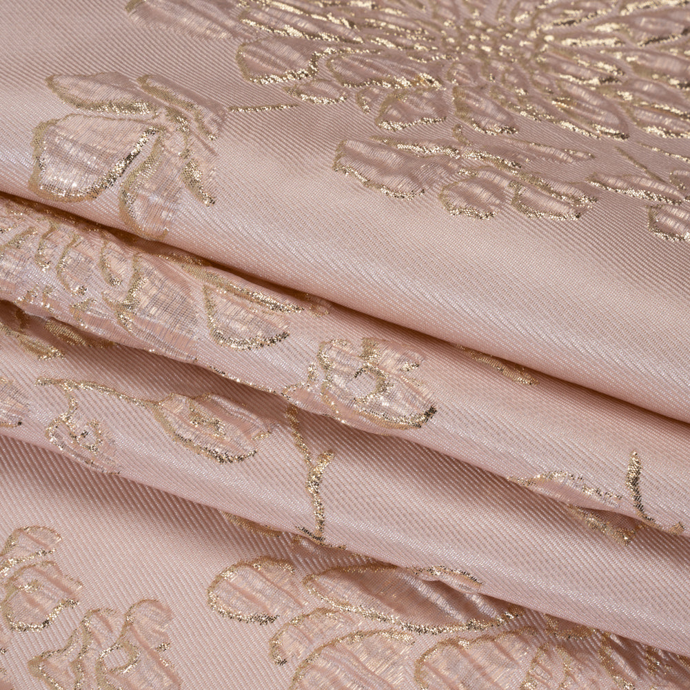 Metallic Brocade - Baby Pink and Gold Blossoming Stems Metallic Brocade - Baby Pink and Gold Blossoming Stems