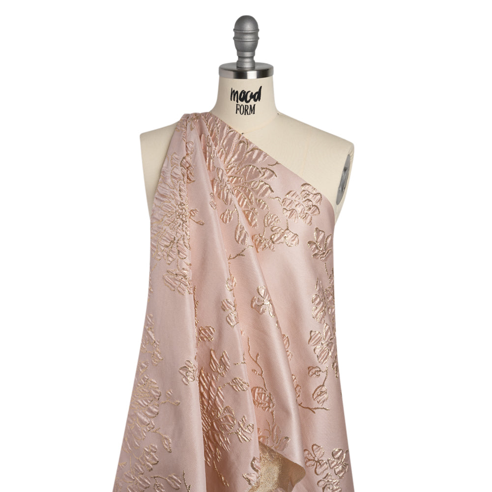 Metallic Brocade - Baby Pink and Gold Blossoming Stems Metallic Brocade - Baby Pink and Gold Blossoming Stems
