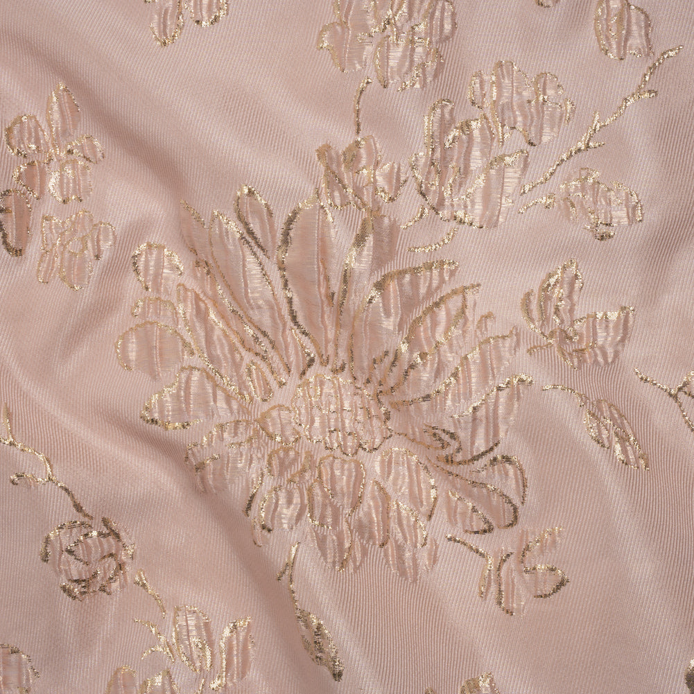 Metallic Brocade - Baby Pink and Gold Blossoming Stems Metallic Brocade - Baby Pink and Gold Blossoming Stems