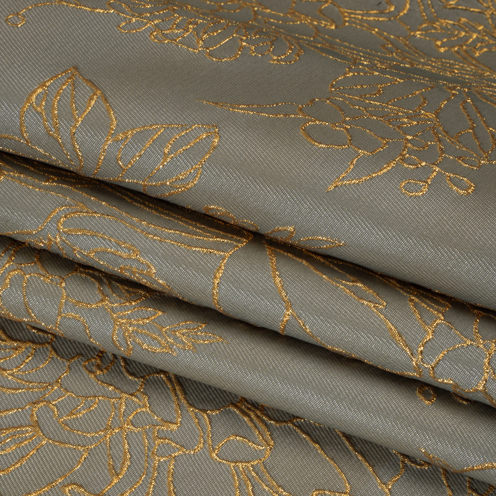 Metallic Brocade - Gray and Gold Illustrated Garden Metallic Brocade - Gray and Gold Illustrated Garden
