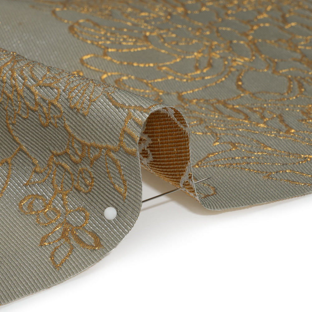 Metallic Brocade - Gray and Gold Illustrated Garden Metallic Brocade - Gray and Gold Illustrated Garden