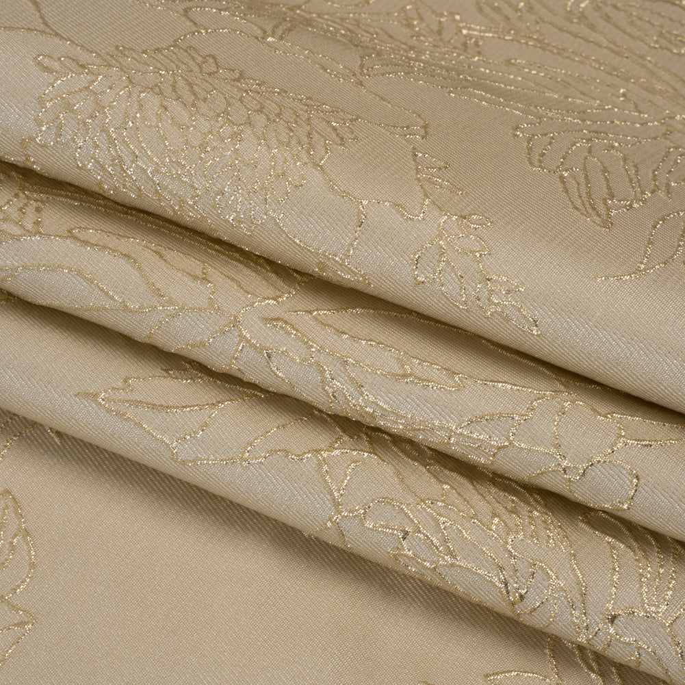 Metallic Brocade - Beige and Gold Illustrated Garden Metallic Brocade - Beige and Gold Illustrated Garden