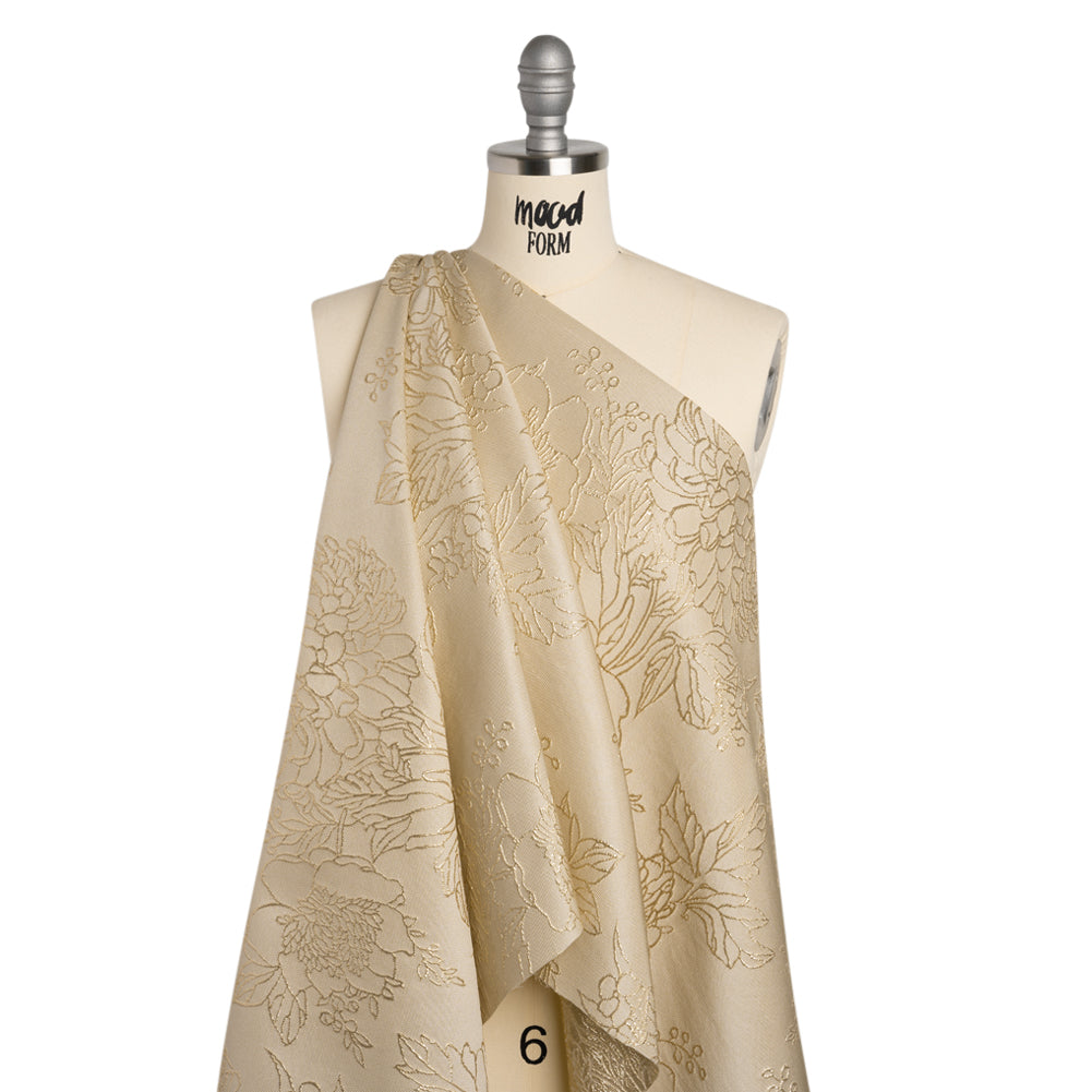 Metallic Brocade - Beige and Gold Illustrated Garden Metallic Brocade - Beige and Gold Illustrated Garden