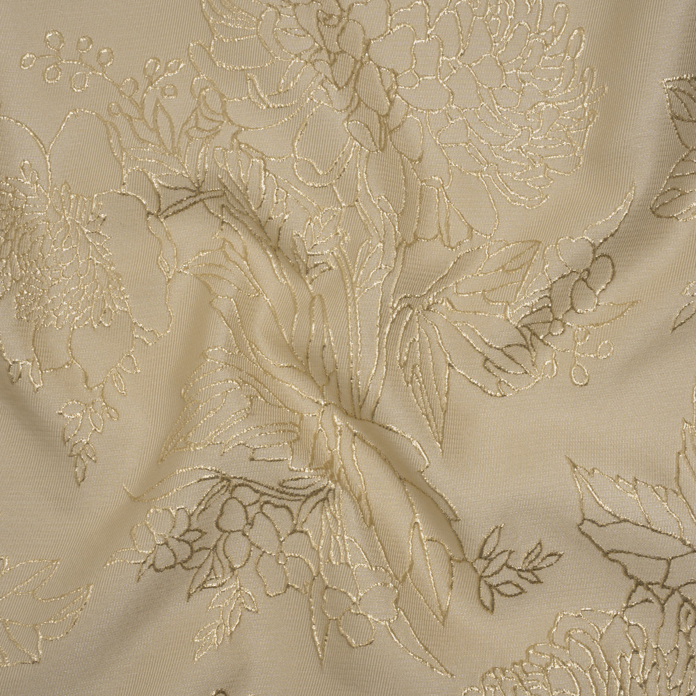 Metallic Brocade - Beige and Gold Illustrated Garden Metallic Brocade - Beige and Gold Illustrated Garden
