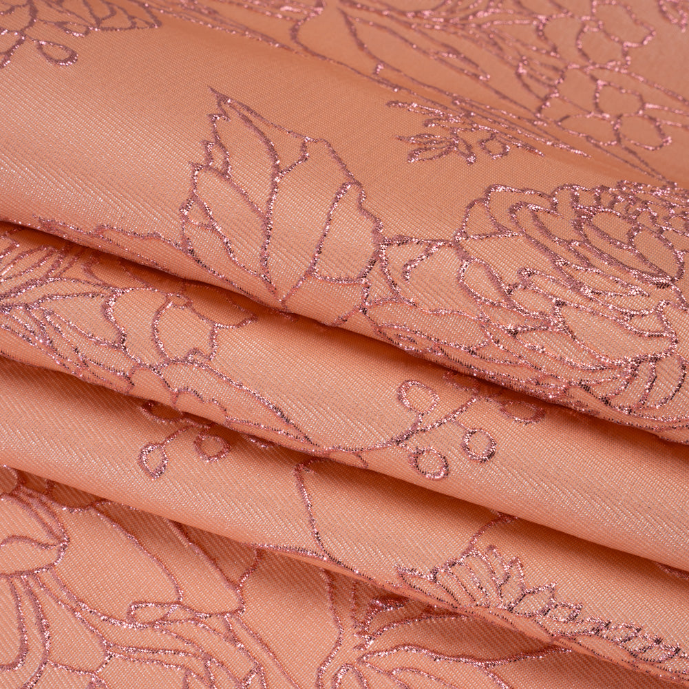 Metallic Brocade - Baby Pink and Magenta Illustrated Garden Metallic Brocade - Baby Pink and Magenta Illustrated Garden