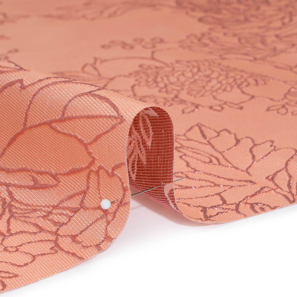 Metallic Brocade - Baby Pink and Magenta Illustrated Garden Metallic Brocade - Baby Pink and Magenta Illustrated Garden