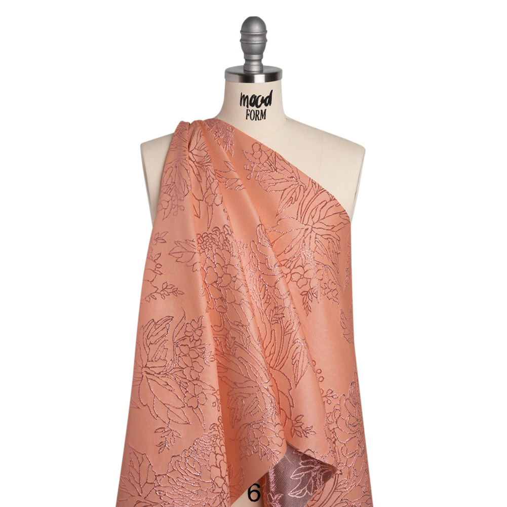 Metallic Brocade - Baby Pink and Magenta Illustrated Garden Metallic Brocade - Baby Pink and Magenta Illustrated Garden
