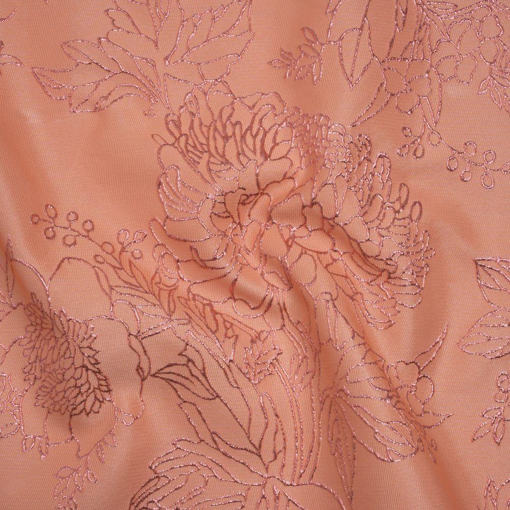 Metallic Brocade - Baby Pink and Magenta Illustrated Garden Metallic Brocade - Baby Pink and Magenta Illustrated Garden