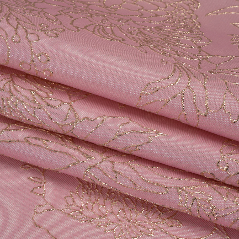 Metallic Brocade - Baby Pink and Gold Illustrated Garden Metallic Brocade - Baby Pink and Gold Illustrated Garden