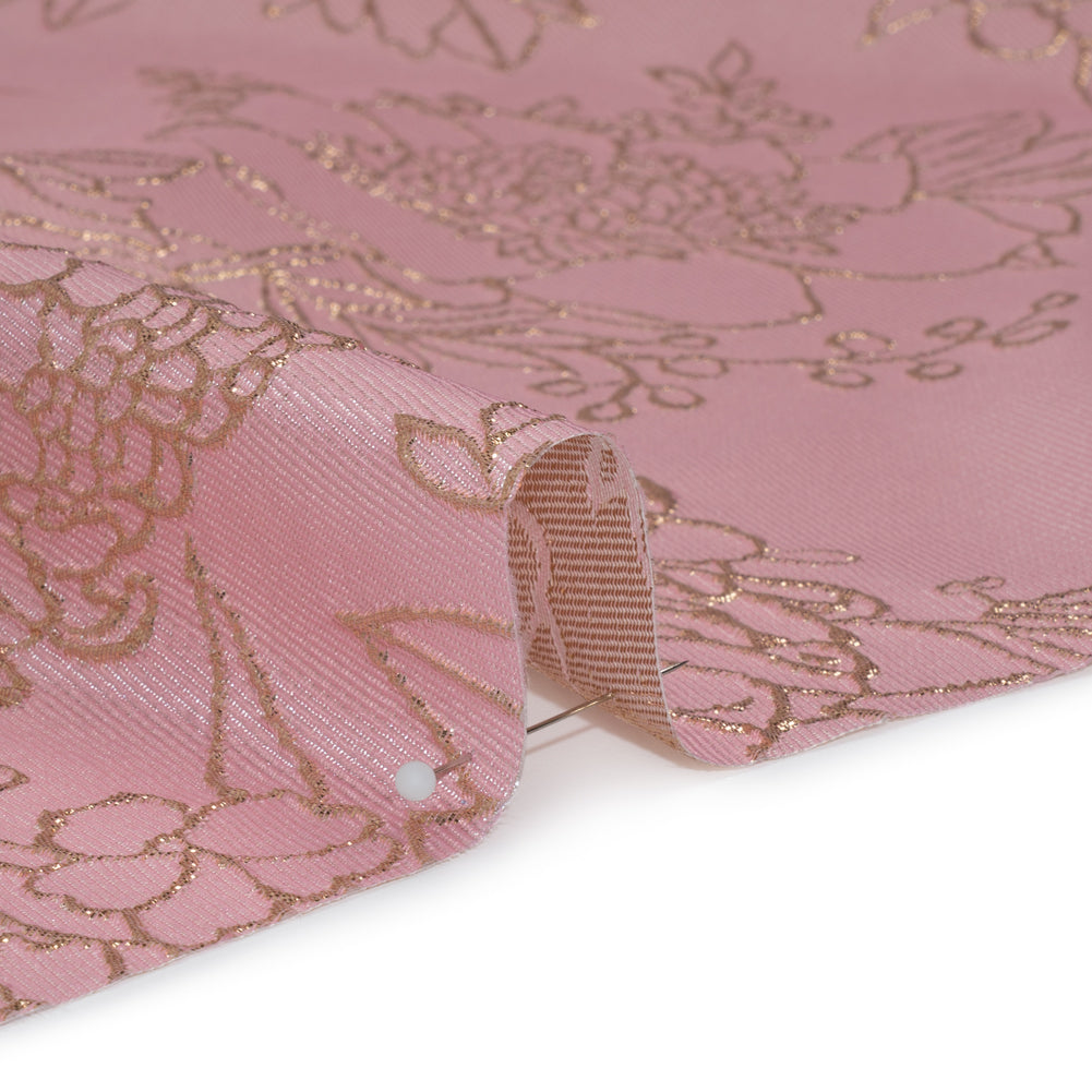 Metallic Brocade - Baby Pink and Gold Illustrated Garden Metallic Brocade - Baby Pink and Gold Illustrated Garden