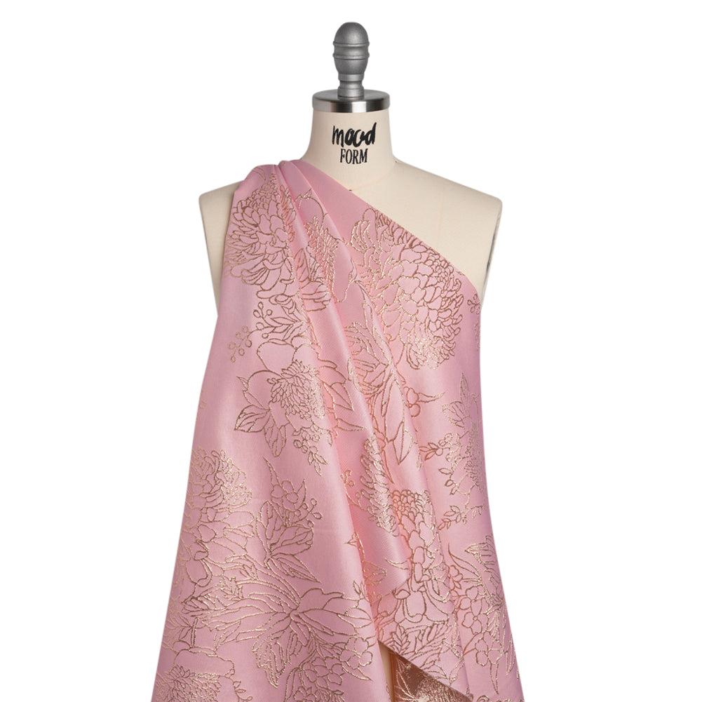 Metallic Brocade - Baby Pink and Gold Illustrated Garden Metallic Brocade - Baby Pink and Gold Illustrated Garden