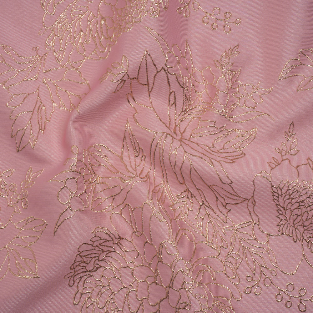 Metallic Brocade - Baby Pink and Gold Illustrated Garden Metallic Brocade - Baby Pink and Gold Illustrated Garden