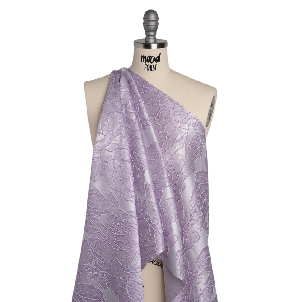 Polyester Brocade - Lavender Cabbage Roses - Drape Polyester Brocade - Lavender Cabbage Roses - Drape