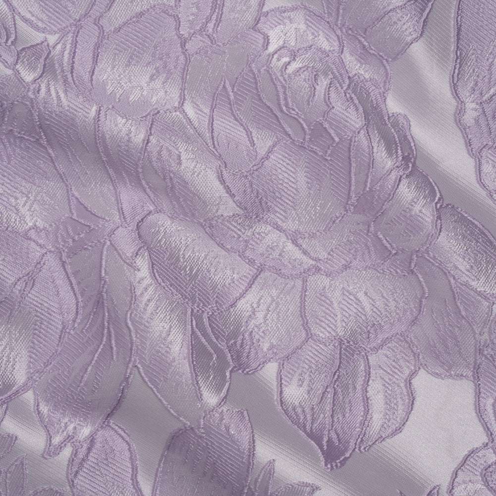 Polyester Brocade - Lavender Cabbage Roses Polyester Brocade - Lavender Cabbage Roses