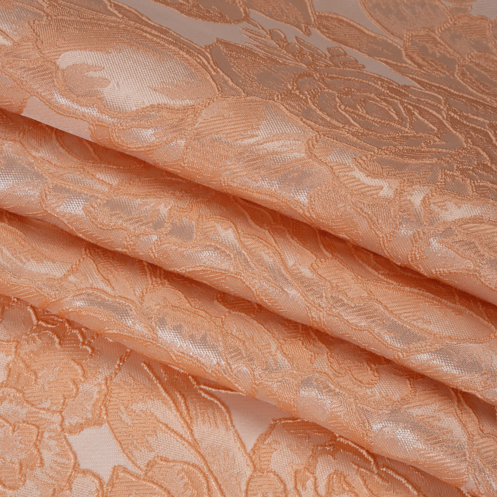 Polyester Brocade - Peach Cabbage Roses Polyester Brocade - Peach Cabbage Roses