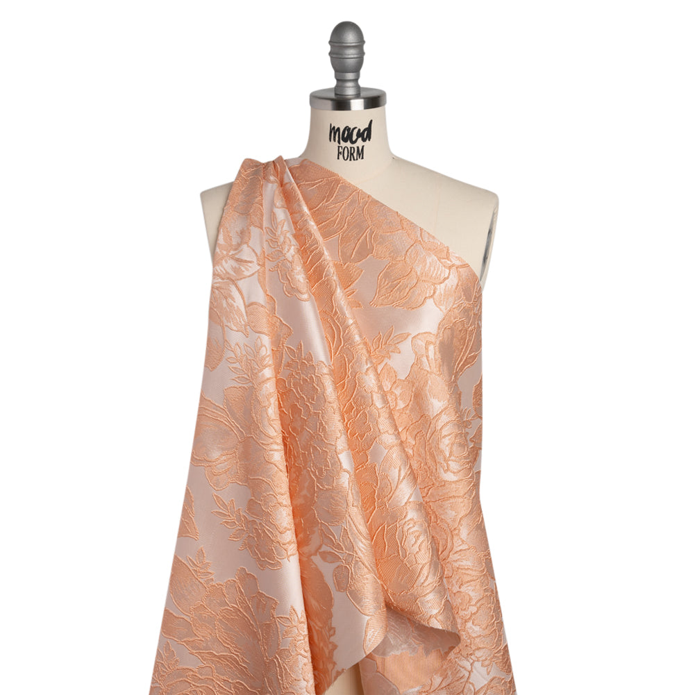 Polyester Brocade - Peach Cabbage Roses Polyester Brocade - Peach Cabbage Roses