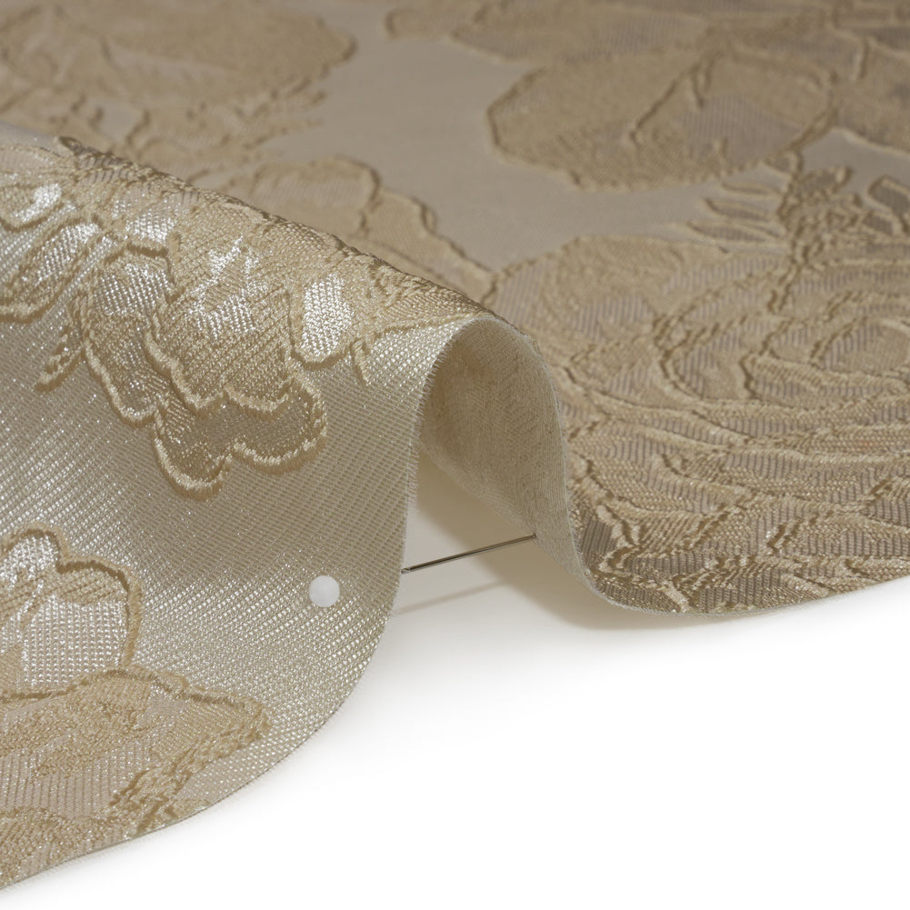 Polyester Brocade - Beige Cabbage Roses Polyester Brocade - Beige Cabbage Roses