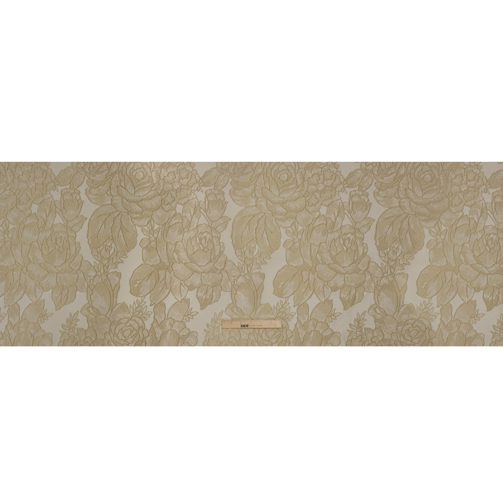 Polyester Brocade - Beige Cabbage Roses Polyester Brocade - Beige Cabbage Roses