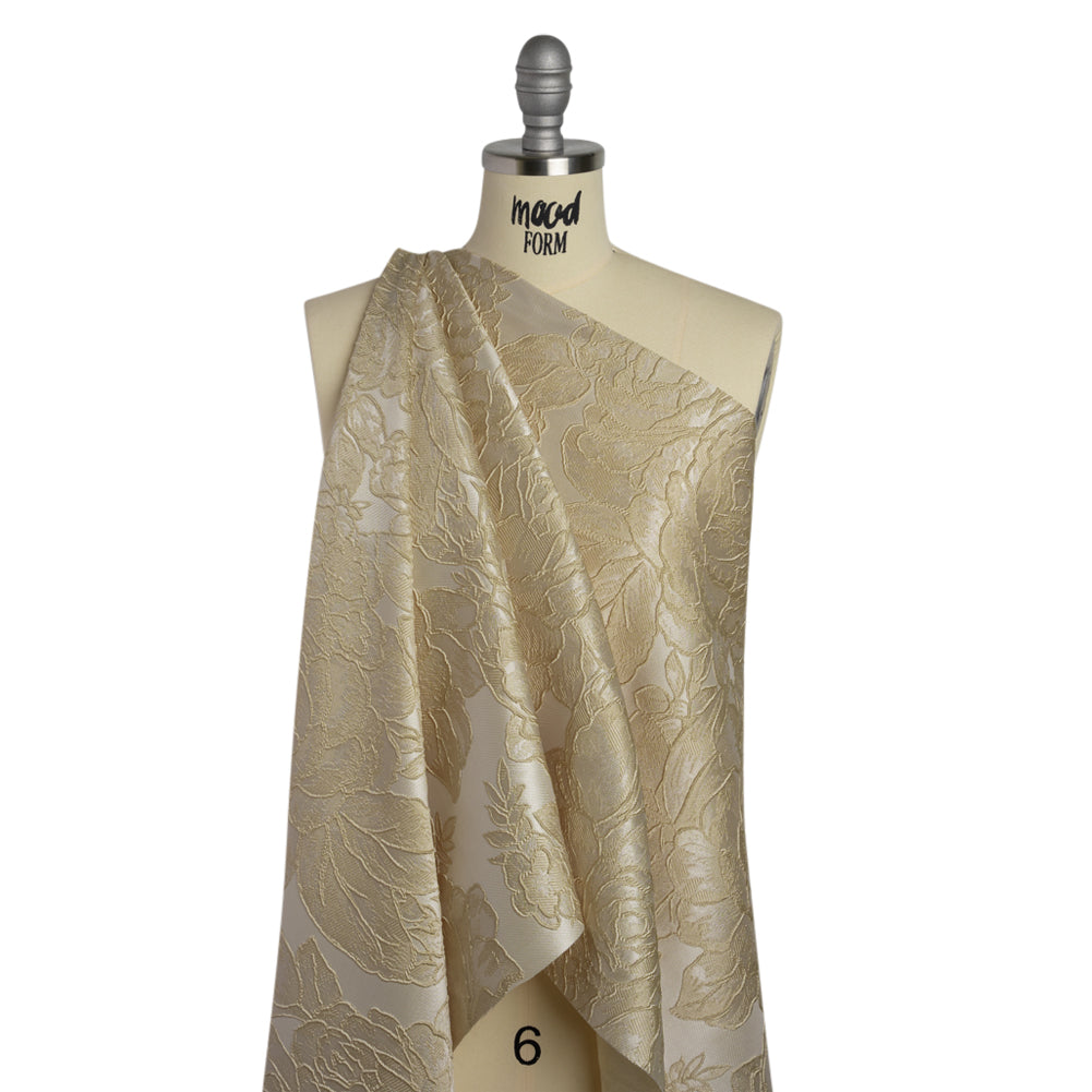 Polyester Brocade - Beige Cabbage Roses Polyester Brocade - Beige Cabbage Roses