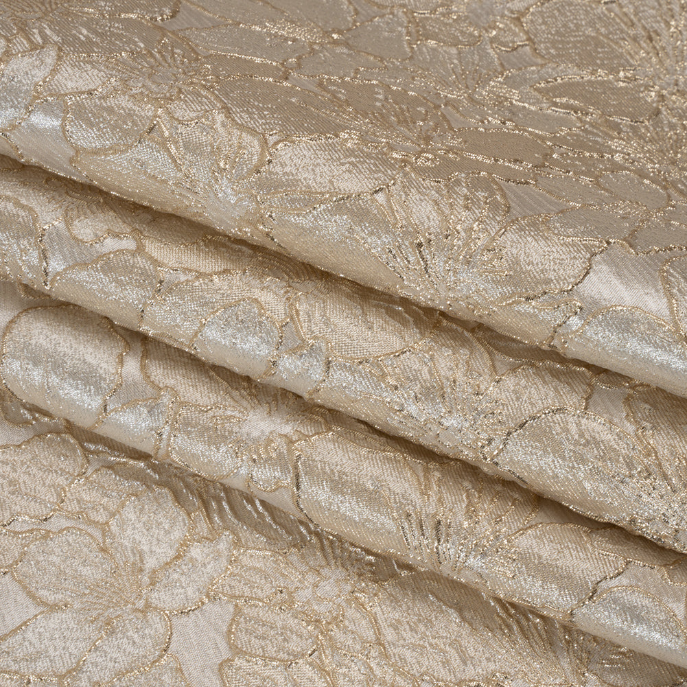 Metallic Brocade - Light Beige and Gold Floating Blossoms Metallic Brocade - Light Beige and Gold Floating Blossoms