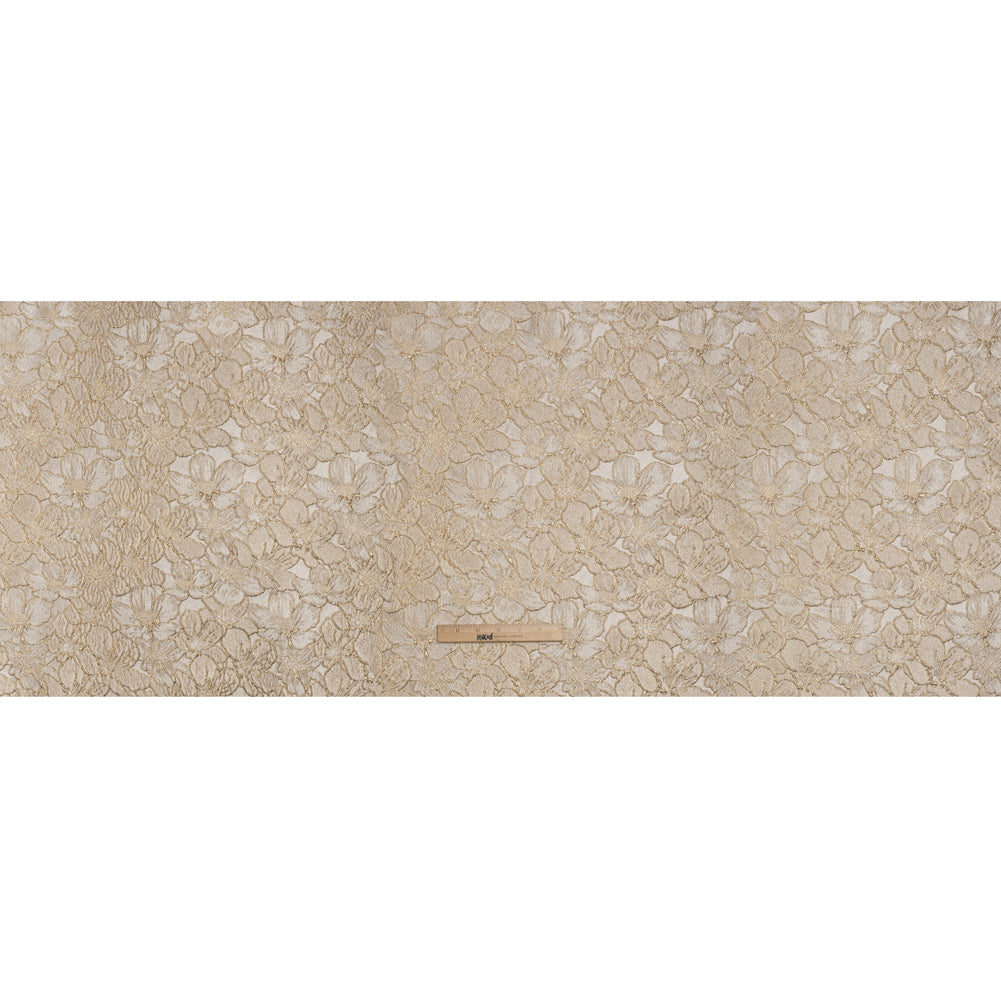 Metallic Brocade - Light Beige and Gold Floating Blossoms Metallic Brocade - Light Beige and Gold Floating Blossoms