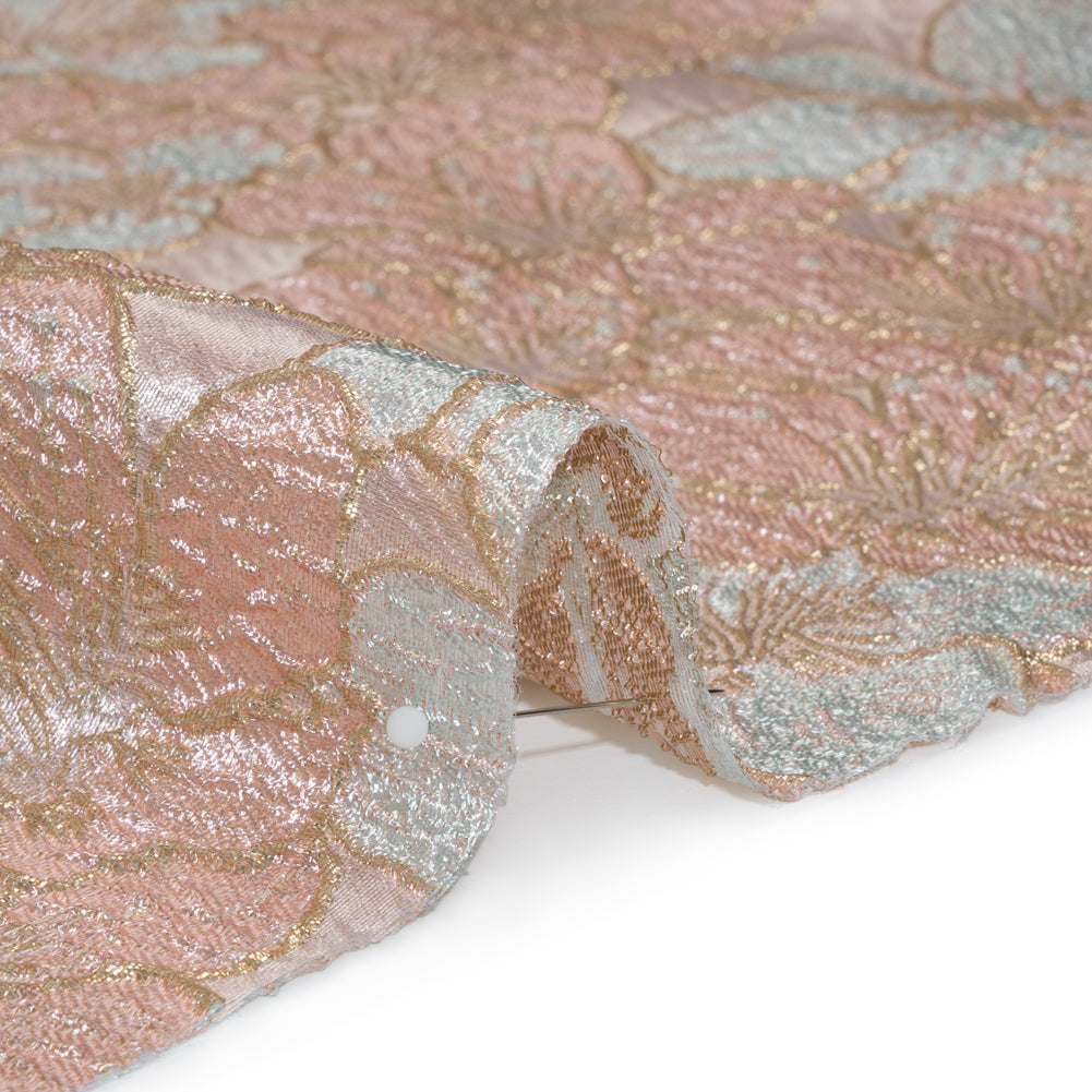 Metallic Brocade - Baby Pink, Pale Aqua and Gold Floating Blossoms Metallic Brocade - Baby Pink, Pale Aqua and Gold Floating Blossoms