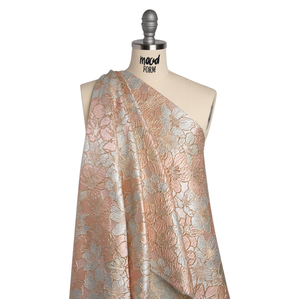 Metallic Brocade - Baby Pink, Pale Aqua and Gold Floating Blossoms Metallic Brocade - Baby Pink, Pale Aqua and Gold Floating Blossoms