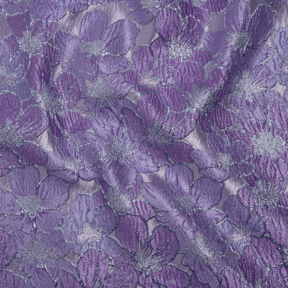 Metallic Brocade - Lilac and Bright Lavender Floating Blossoms Metallic Brocade - Lilac and Bright Lavender Floating Blossoms