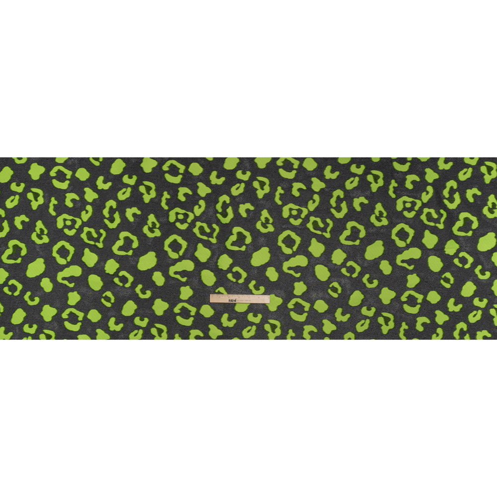 Lightweight Textured Burnout Brocade - Lime Green and Black Animal Spots Lightweight Textured Burnout Brocade - Lime Green and Black Animal Spots