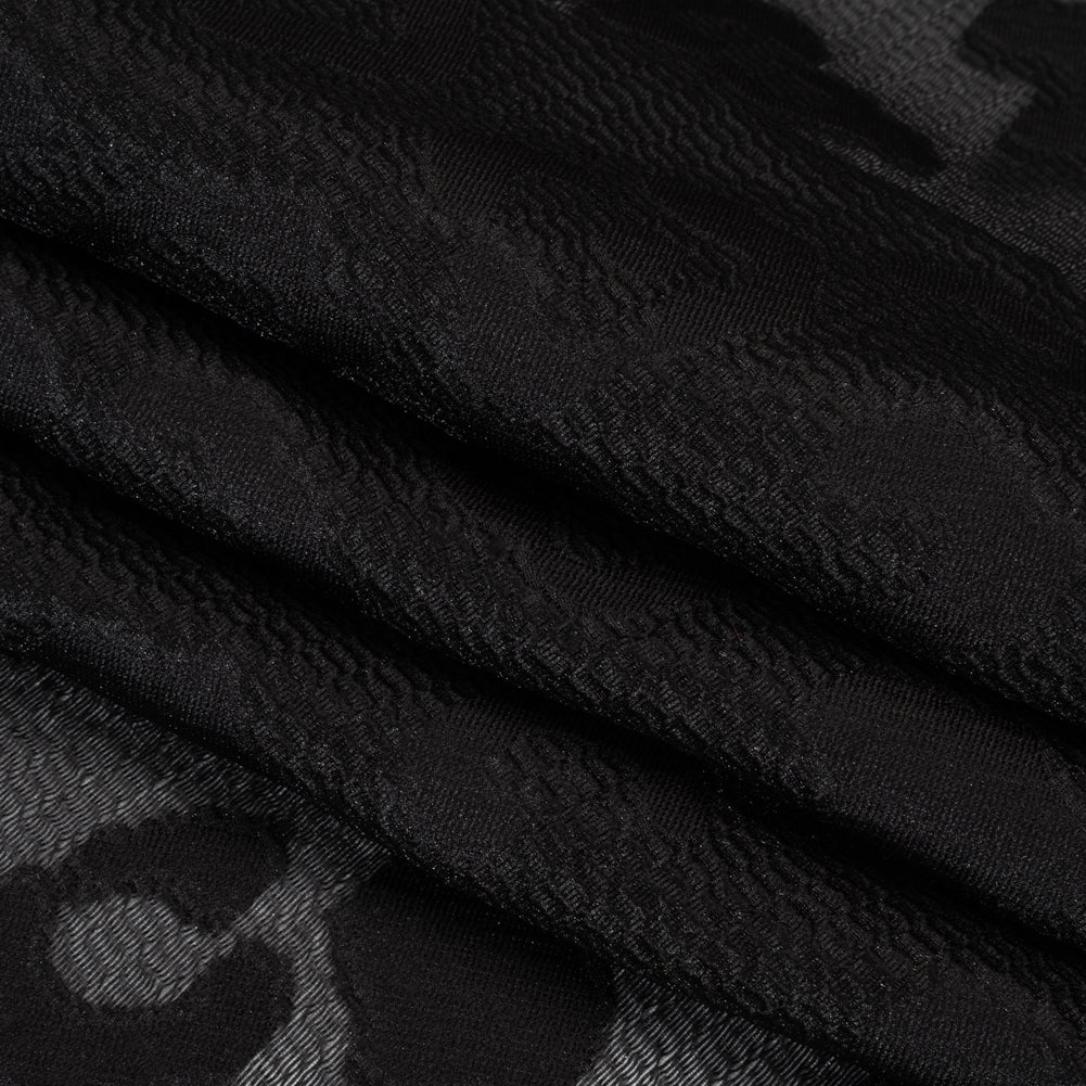 Lightweight Textured Burnout Brocade - Black on Black Animal Spots Lightweight Textured Burnout Brocade - Black on Black Animal Spots