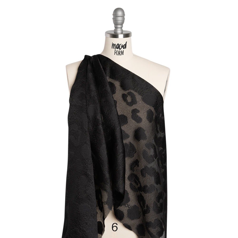 Lightweight Textured Burnout Brocade - Black on Black Animal Spots Lightweight Textured Burnout Brocade - Black on Black Animal Spots