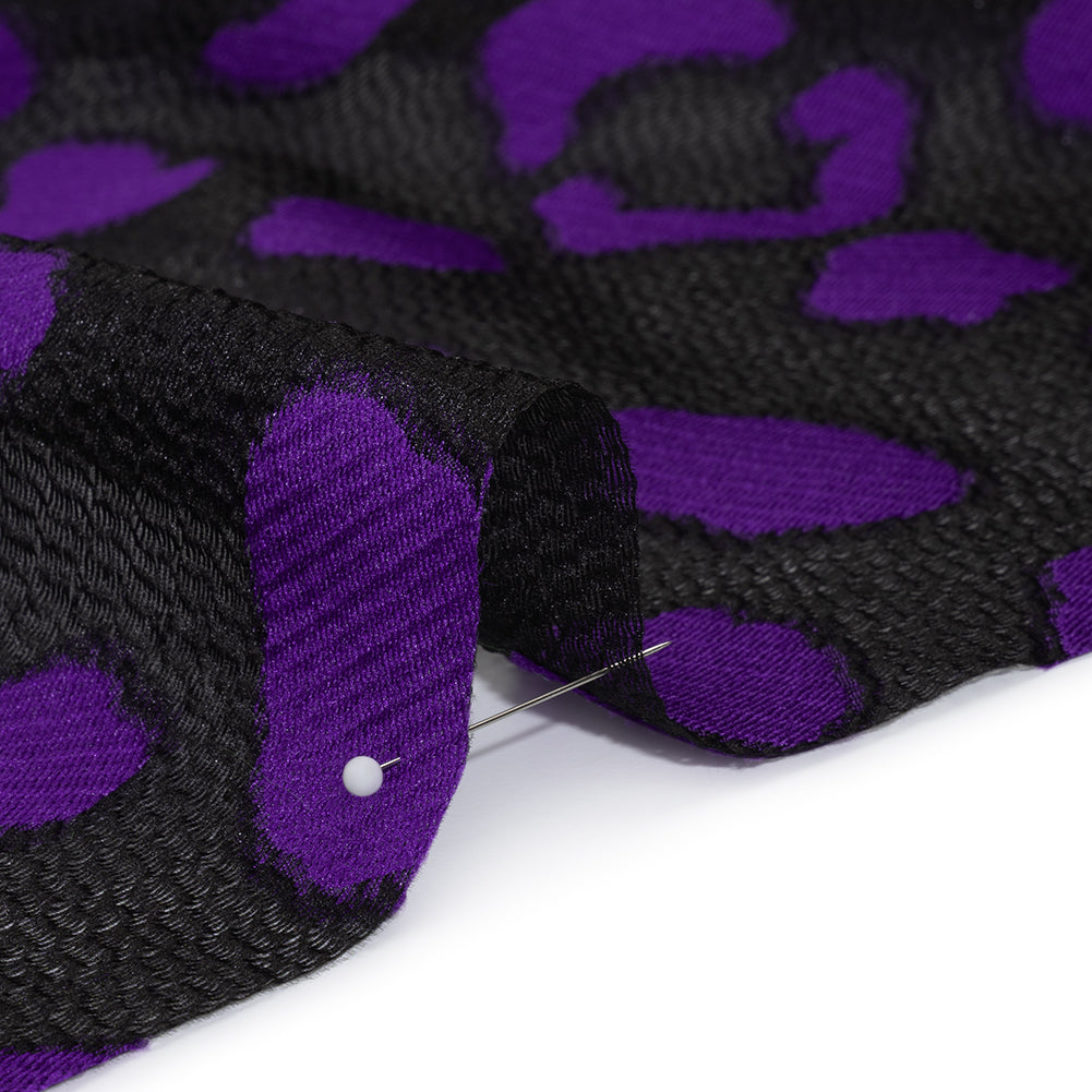 Lightweight Textured Burnout Brocade - Purple and Black Animal Spots Lightweight Textured Burnout Brocade - Purple and Black Animal Spots