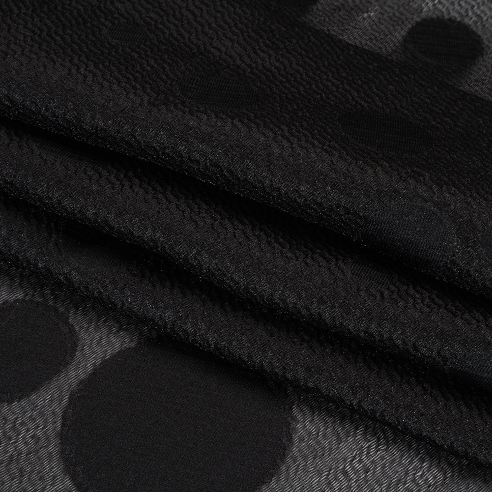 Lightweight Textured Burnout Brocade - Black on Black Polka Dots Lightweight Textured Burnout Brocade - Black on Black Polka Dots