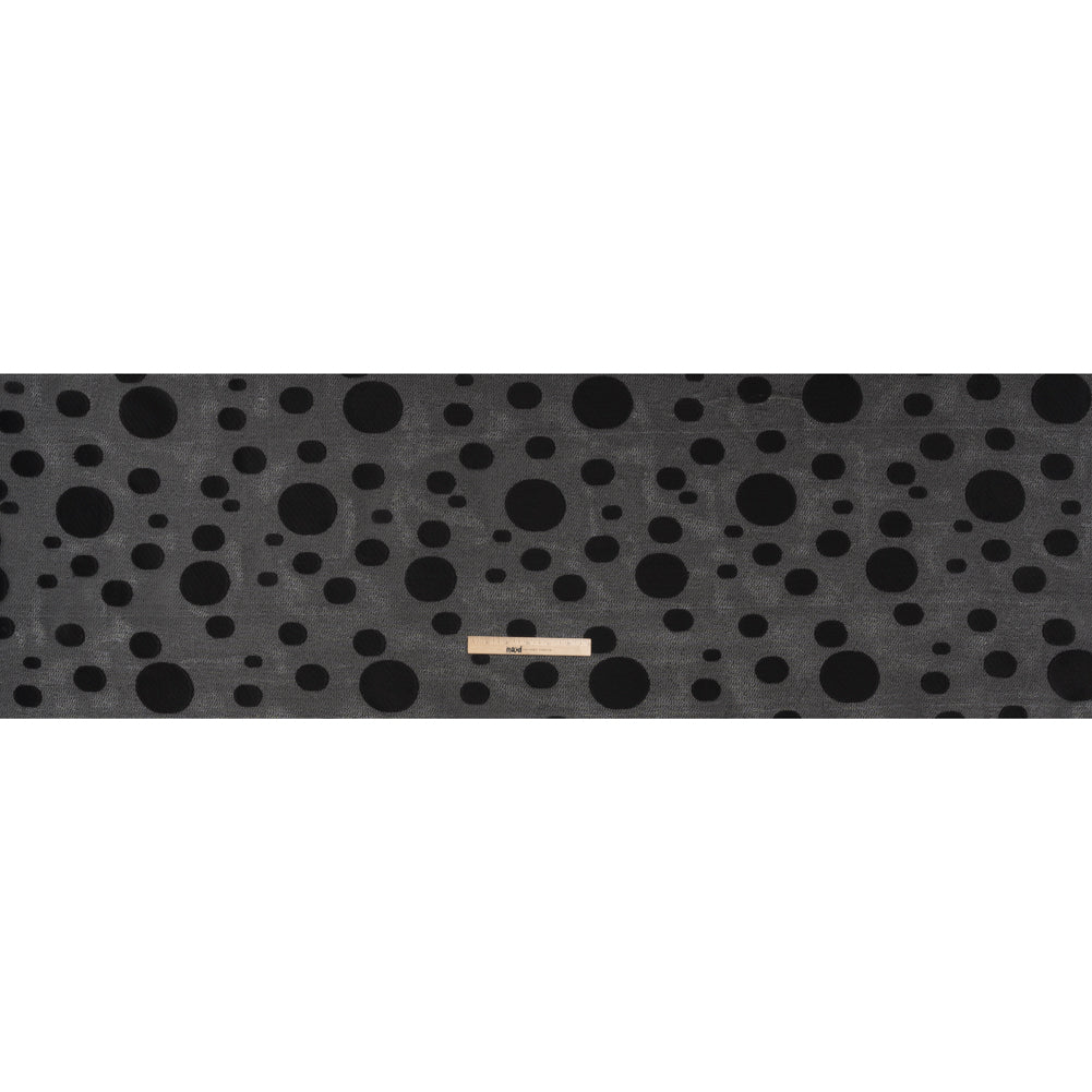 Lightweight Textured Burnout Brocade - Black on Black Polka Dots Lightweight Textured Burnout Brocade - Black on Black Polka Dots