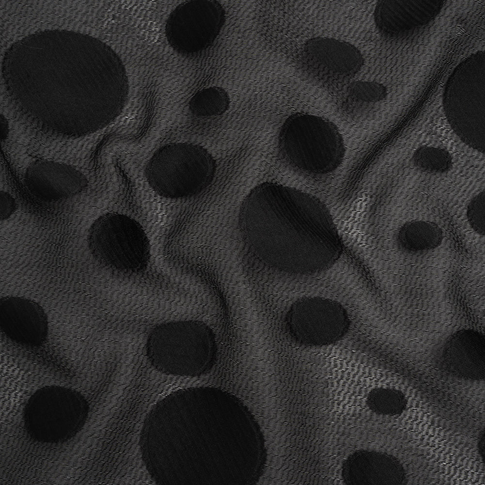 Lightweight Textured Burnout Brocade - Black on Black Polka Dots Lightweight Textured Burnout Brocade - Black on Black Polka Dots