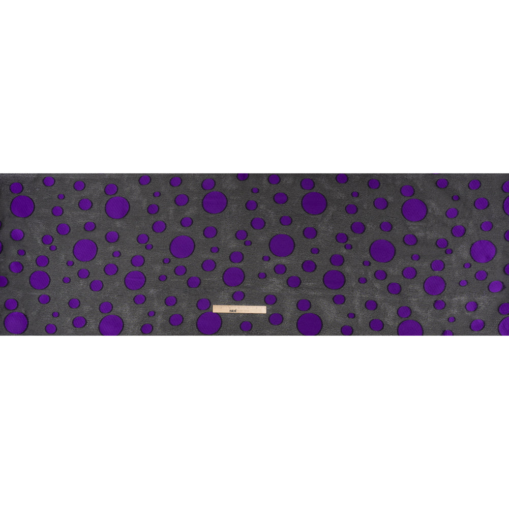 Lightweight Textured Burnout Brocade - Purple and Black Polka Dots - Full Lightweight Textured Burnout Brocade - Purple and Black Polka Dots - Full